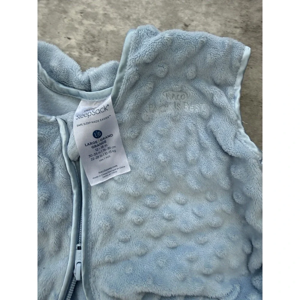 HALO Sleepsack Blue Pink Plush Velboa Wearable Blanket Lot Set Of 2 Medium Large